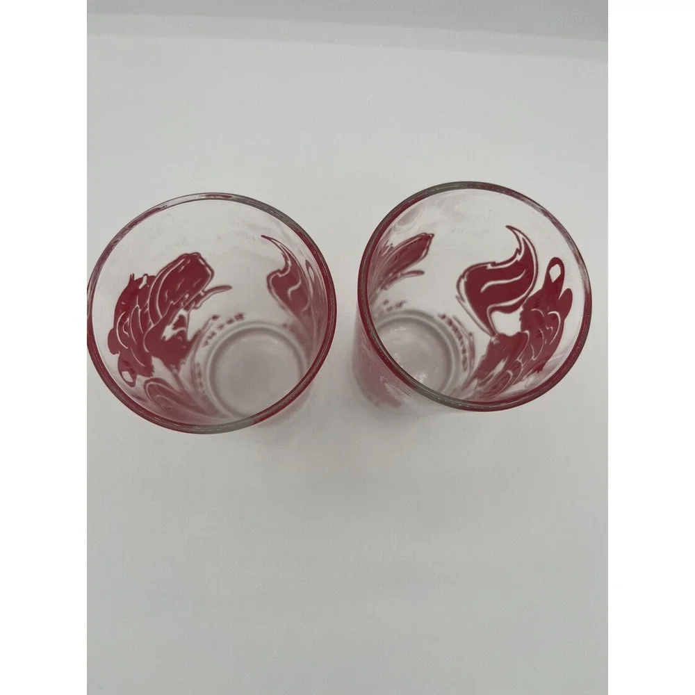 Vintage Blue Plate Peanut Butter 10 oz Glass Red Bushy Squirrel Tumblers 1950s